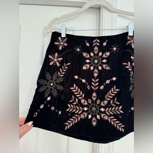 Free People Bright Lights Embroidered Velvet Mini Skirt - Picture 1 of 6